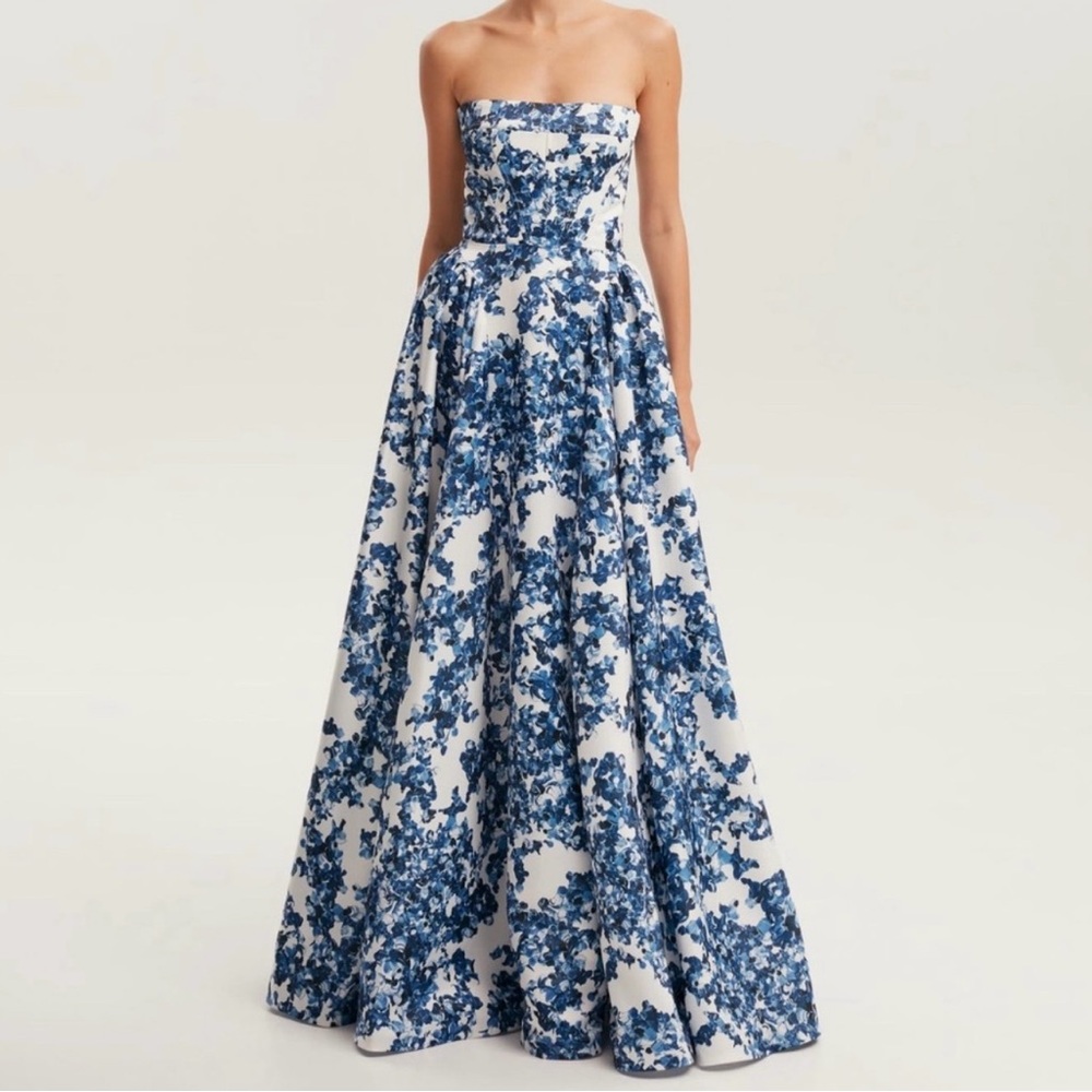 Milla Ravishing blue hydrangea corset maxi dress, Garden of Eden